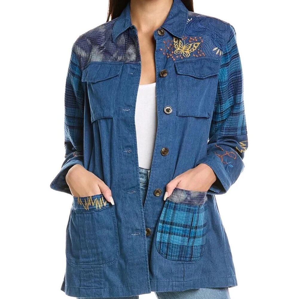 NWT Johnny Was Moonlight Tie Dye Patchwork Military Jacket - Picture 15 of 16